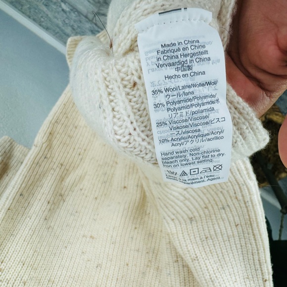 Madewell Cream Curved Hem Ribbed Knit Sweater Dress Size Small - Picture 7 of 7